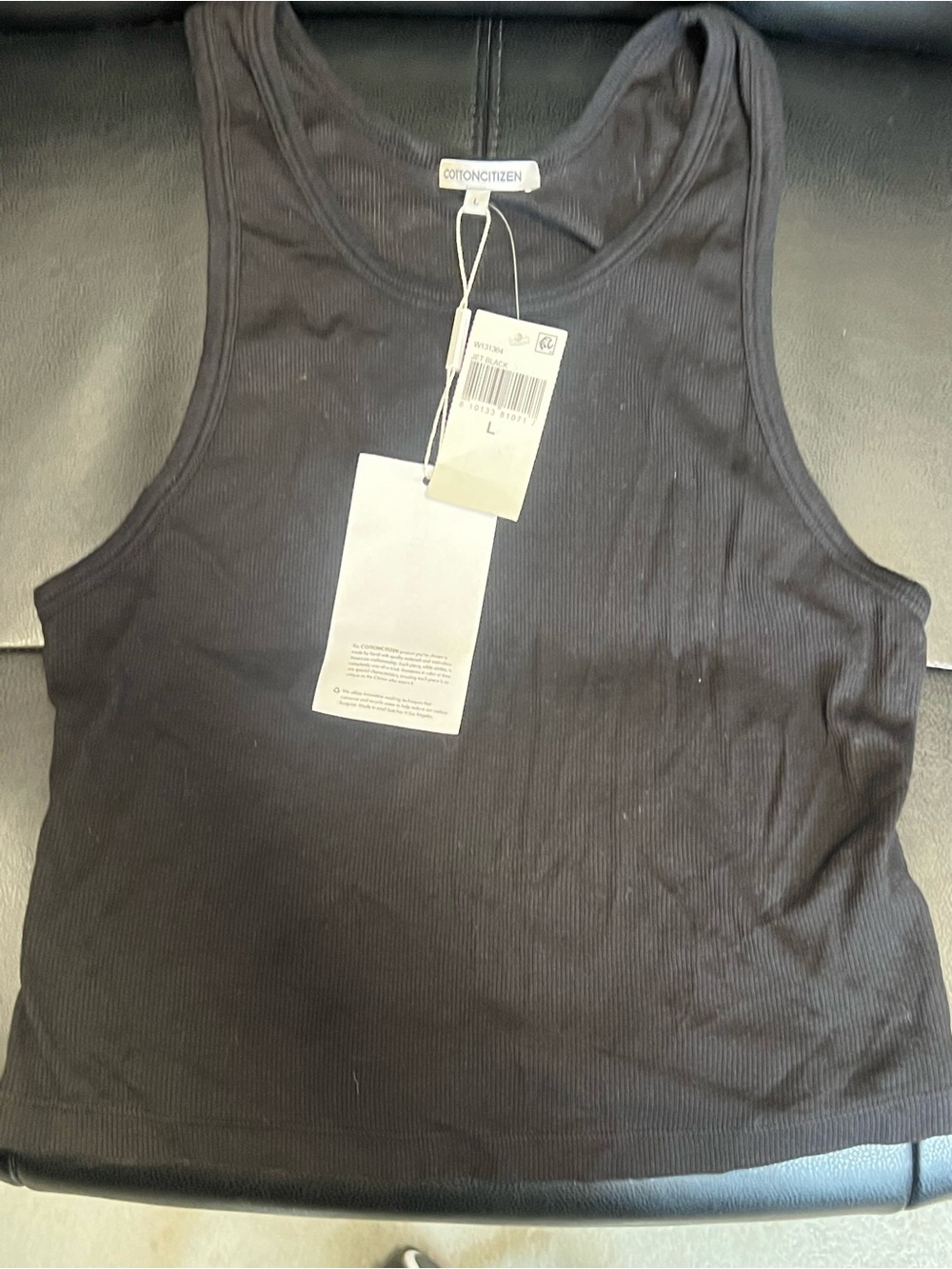 Cotton Citizen Black Ribbed Scoop Tank